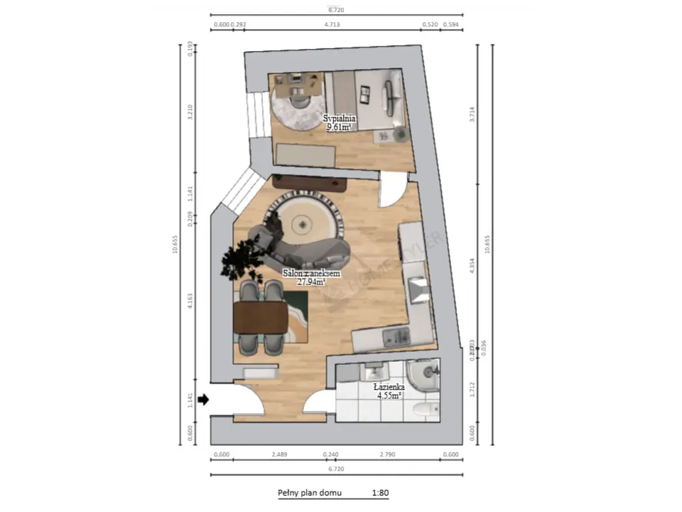 Kraków – Stare Podgórze – ul. Potebni – 44,33 m2